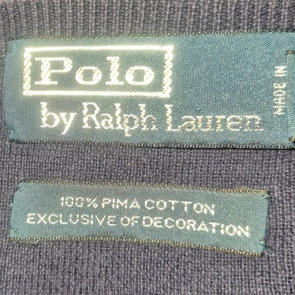 Polo by Ralph Lauren V-Neck sweater, 100% Pima Cotton, Dark Blue in size Medium - Picture 13 of 13